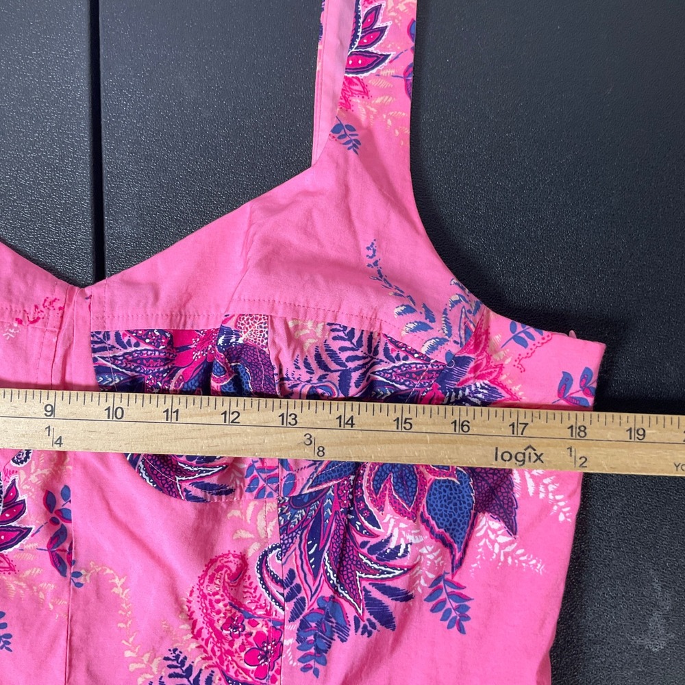 LOFT Paisley Floral Dress Womens 12 Pink Sweetheart Fit Flare‎ Preppy Whimsical - Picture 4 of 9
